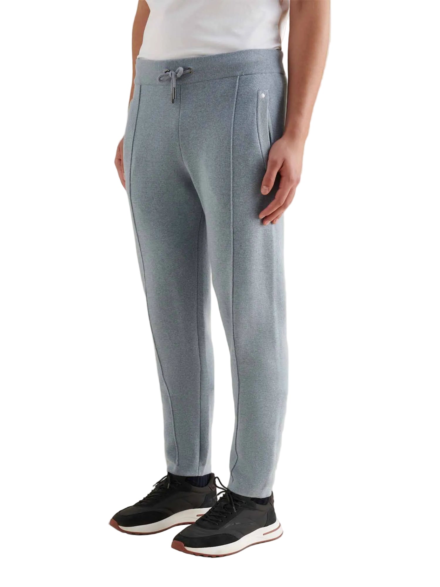 Front Side View of Peckham Rye Milano Knit Blue Blizzard Sweatpant PRY0338-J86